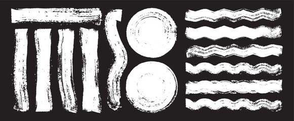 Fototapete - Collection of zigzag brush line, grunge circle shape set. Black Brush strokes, Paint, Ink, Grunge, Brush, Lines. Dirty Artistic Elements, Boxes, Frames. Freehand drawing.