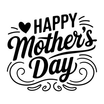 Classic Happy Mother’s Day Heart Calligraphy