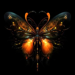 Wall Mural - Abstract butterfly design with mechanical elements