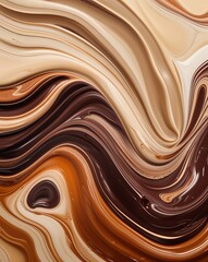Aufkleber - A creamy beige blending into caramel and dark chocolate hues marble swirl gradient background