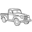 © LookChin AI - Vintage Pickup Truck Outline Drawing for Kids Coloring and Education