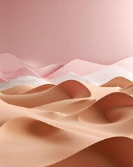 Aufkleber - A pale pink transitioning into soft caramel wavy sand dunes gradient background