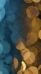 Aufkleber - An abstract shimmering background filled with soft blue and gold bokeh, delicate glitter particles floating in a dreamy gradient.
