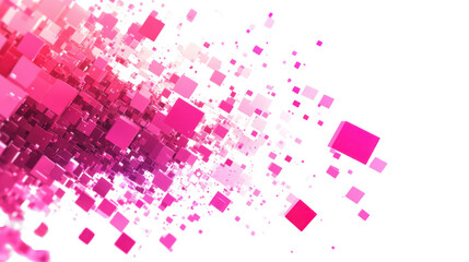 Poster - Pink and purple cubes exploding on transparent background