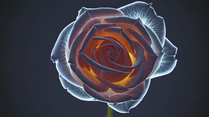 Poster - A timelapse of a delicate rose in transparent, glowing hues, unfolding petal by petal in a surreal X-ray effect under gentle ambient light.
