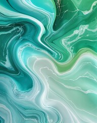 Aufkleber - A transition from cool turquoise merging into sea green with light white veins marble swirl gradient background