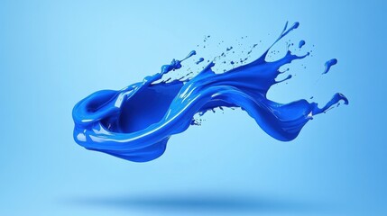 Wall Mural - Vibrant blue paint splash background with dynamic artistic energy.