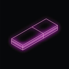Poster - Glowing neon purple usb flash drive data storage device on a black background illustrated with an isometric perspective