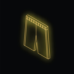 Poster - Golden neon shorts glowing on a black background, perfect for any project needing a touch of retro style