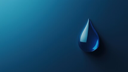 Wall Mural - Glimmering blue water droplet on a smooth surface