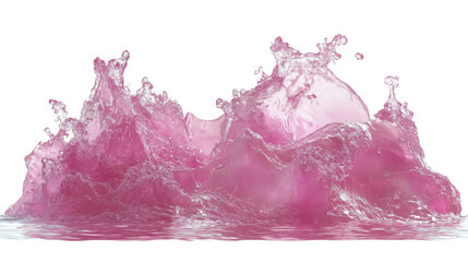 Poster - Pink liquid splashing and making waves with transparent background