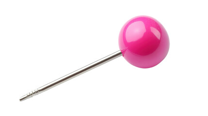 Poster - Pink sphere balancing on a metal stick on transparent background