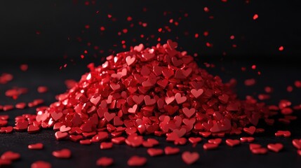 Aufkleber - A 3D rendered pile of small red hearts, visually representing love, unity, and affection in a modern, digital artistic style