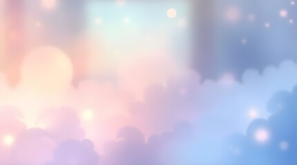 Wall Mural - Background image, Soft pastel hues blend seamlessly to create a dreamy, cloud-like atmosphere, with gentle bokeh effects adding a whimsical touch. The light, airy color palette evokes a sense of calm 