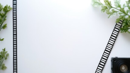 Poster - A blank photo on a clean white background with an adjacent film strip, creating a minimalist, customizable space for visual storytelling
