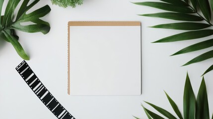 Poster - A blank photo on a clean white background with an adjacent film strip, creating a minimalist, customizable space for visual storytelling