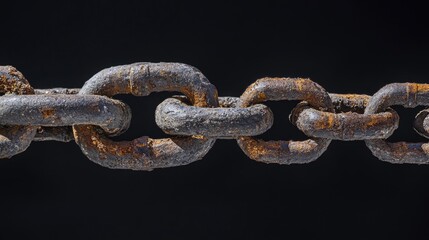Poster - A close-up of a weathered chain and padlock, with rust and wear visible, symbolizing the concepts of security, strength, and protection