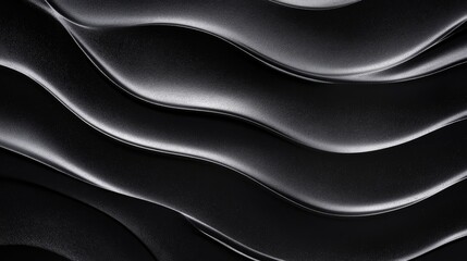 Aufkleber - A close-up of dark black sand dunes with beautiful wave patterns, perfect for abstract textures or natural landscape backgrounds with a mysterious feel