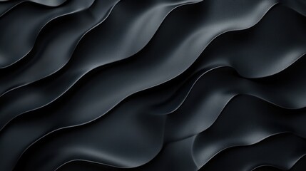 Aufkleber - A close-up of dark black sand dunes with beautiful wave patterns, perfect for abstract textures or natural landscape backgrounds with a mysterious feel