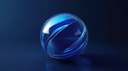Poster - A dark blue background showcasing a sliced geometric blue sphere, each layer creating visual intrigue and depth in this modern, abstract design