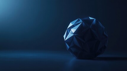 Poster - A dark blue background showcasing a sliced geometric blue sphere, each layer creating visual intrigue and depth in this modern, abstract design