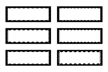 Aufkleber - zigzag edge rectangle frames collection. jagged sticker or stamp set with wavy edge