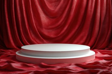 Poster - White round table on a simple background for modern interior design or furniture display