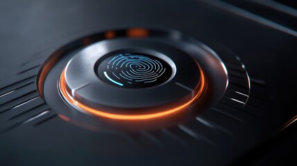 Leinwandbilder - A fingerprint scan button being activated, representing secure access control and modern encryption technology for identity verification and e-signatures