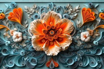 Poster - Colorful painting of various flowers displayed on a textured wall in a bright indoor setting