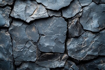 Poster - Black stone wall texture with solid black background for design and abstract art projects