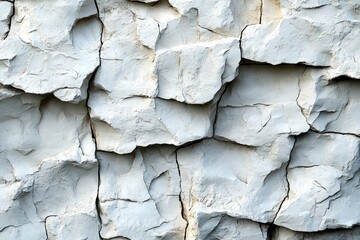 Poster - Close up of a white wall showing visible cracks and texture in a detailed view