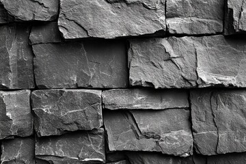 Poster - Black slate wall with rough texture suitable for backgrounds and architectural designs