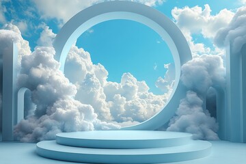 Poster - Circular white object on a neutral background for product or design presentation purposes