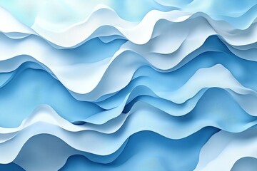 Poster - Blue and white wave pattern abstract design for background or textile use