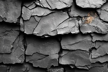 Poster - Black and white wall texture with visible cracks and imperfections in a distressed surface