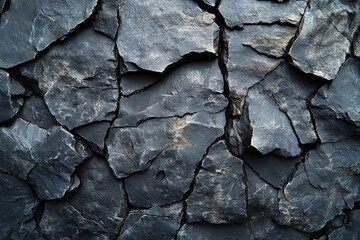 Poster - Black rock wall texture on a dark background for design or artistic purposes