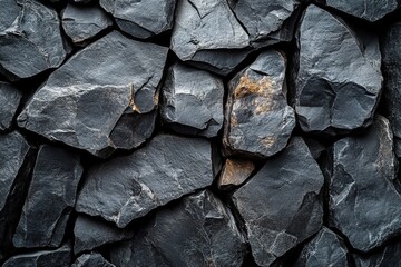 Poster - A pile of smooth black rocks arranged naturally on a white background for textured surface design