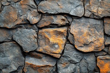 Poster - Close up of a textured rock wall showing various colors and patterns in natural stone formation