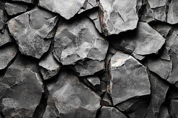 Poster - Black rock wall texture on a dark background creating a striking visual contrast for design projects