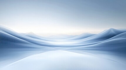 Poster - serene digital horizon with soft blue and white abstract landscape
