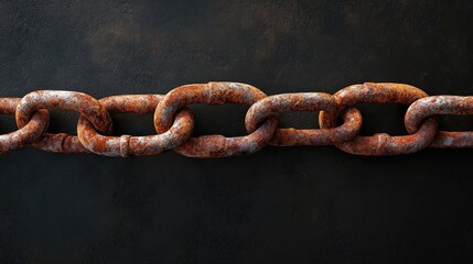 Poster - A padlock and rusted chain on a dark black background, evoking themes of protection, security systems, and the strength of physical barriers