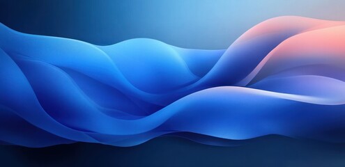Poster - Calming Abstract Blue Gradient Background with Flowing Curves and Watercolor Influence