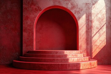 Poster - Bright red wall with a smooth texture suitable for various design backgrounds and artistic projects