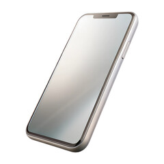 Fototapete - Silver grey mobile phone. 3d rendering isolated on white background. Cartoon plastic style icon