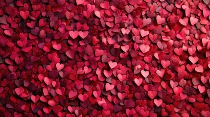 Poster - A romantic red and pink Valentine Day background filled with heart shapes, generated with AI, perfect for love messages or holiday celebrations