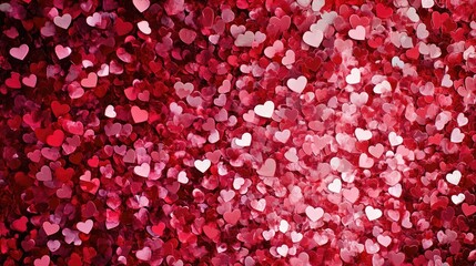 Poster - A romantic red and pink Valentine Day background filled with heart shapes, generated with AI, perfect for love messages or holiday celebrations