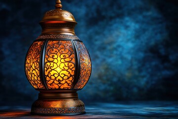 Poster - Illuminated table lamp casting light in a cozy indoor setting with warm colors and simple design