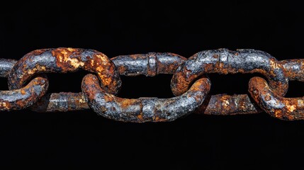 Poster - A rusted, worn chain with a padlock against a black backdrop, representing security, protection, and resilience in an industrial or conceptual context