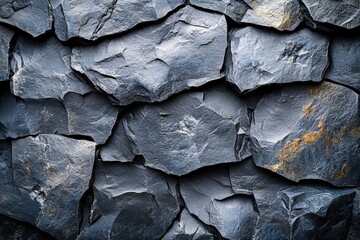 Poster - Close up view of a natural rock wall with textured surface and various stone colors
