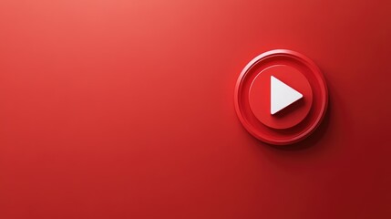 Aufkleber - A simple, clean red background with a play symbol or push button, conveying the idea of initiating something new, whether a career or creative project